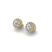 cosmic stud halo round lab-grown diamond earrings