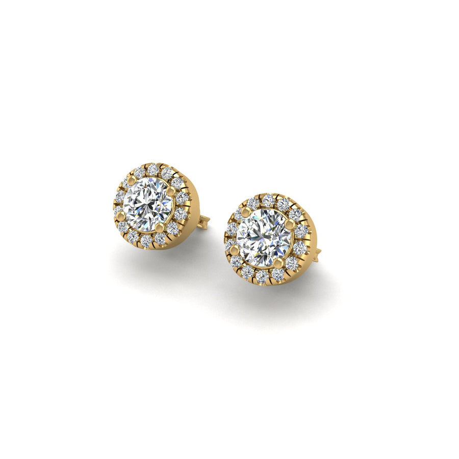 cosmic stud halo round lab-grown diamond earrings
