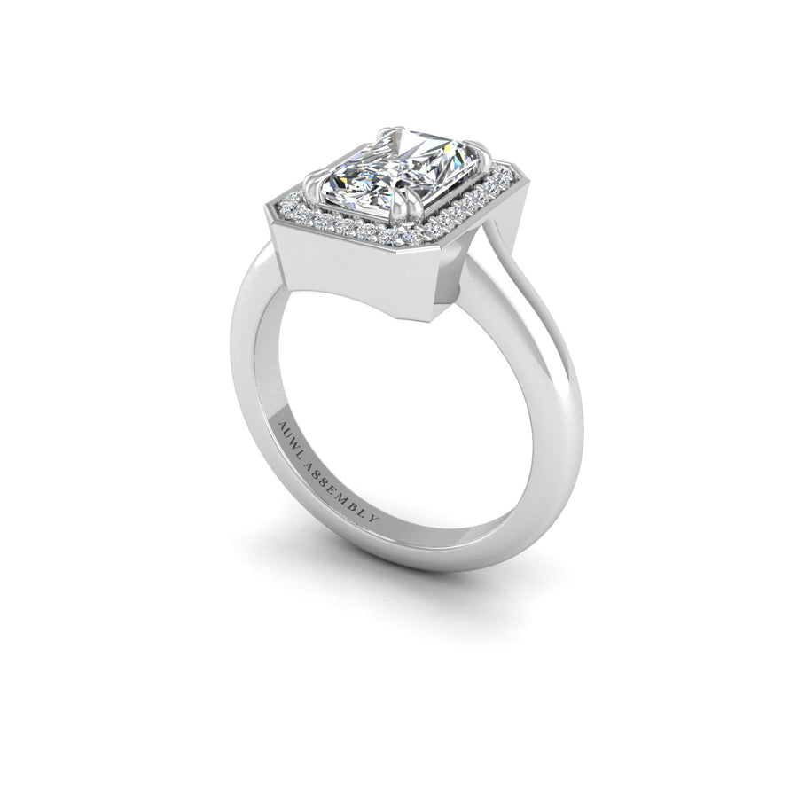 Diamond Ageless Ornata Deco Engagement Ring in White Gold- AUWL Assembly
