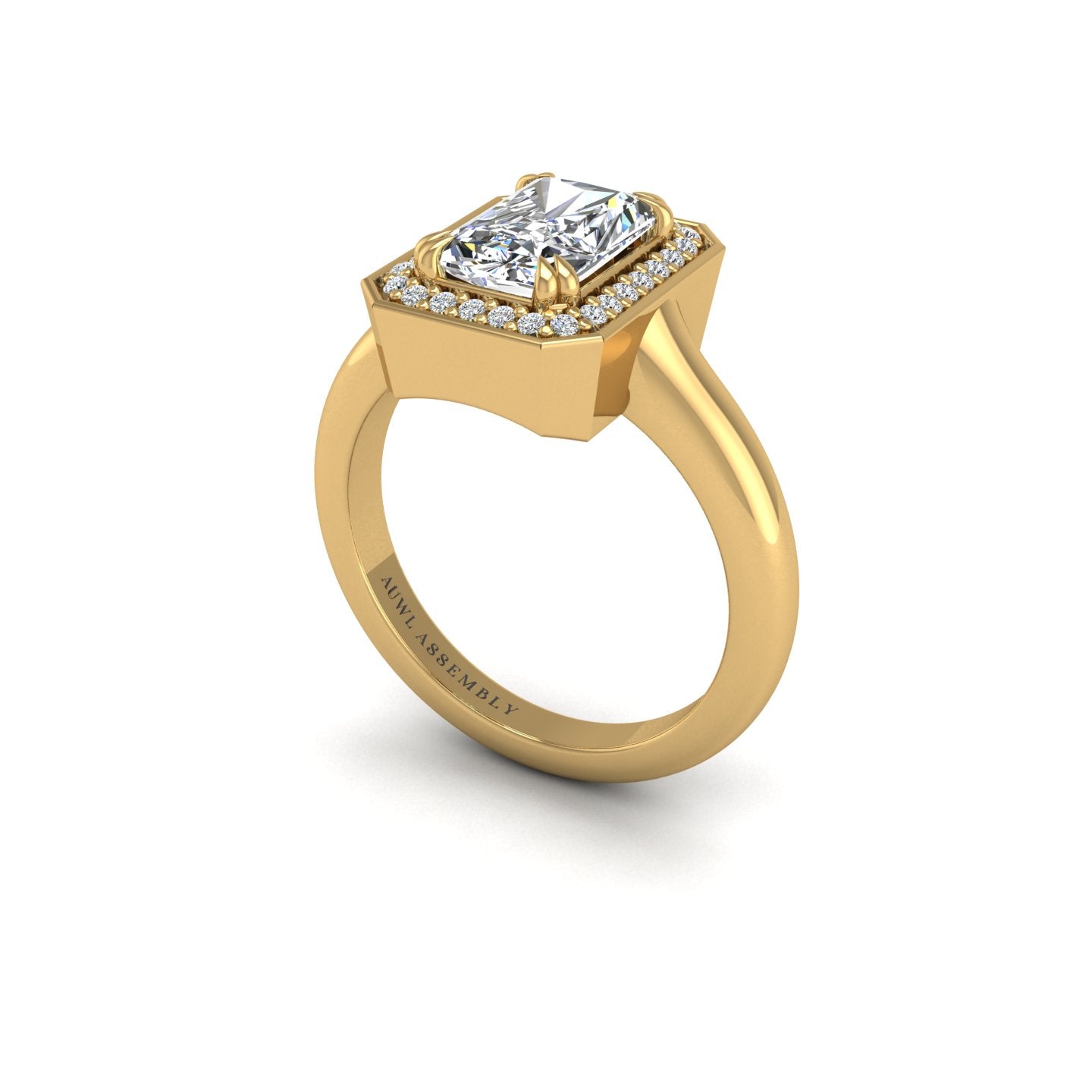 Diamond Ageless Ornata Deco Engagement Ring in Yellow Gold- AUWL Assembly