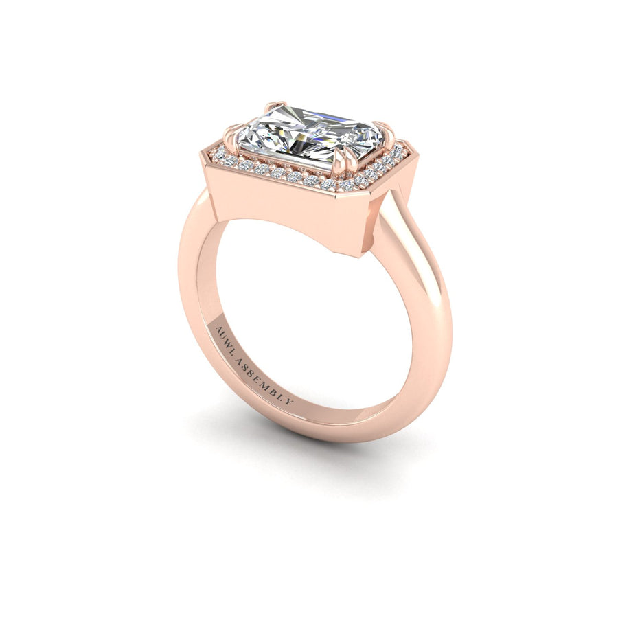 Diamond East West Engagement Ring in Rose Gold- AUWL Assembly
