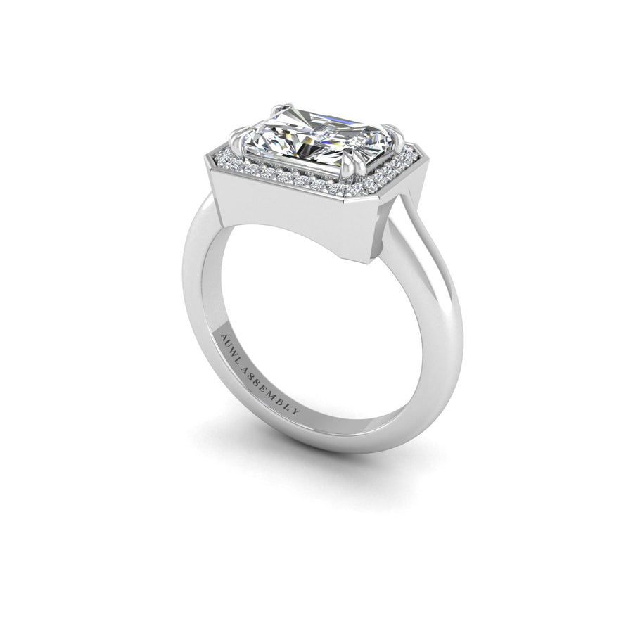 Diamond East West Engagement Ring in White Gold- AUWL Assembly