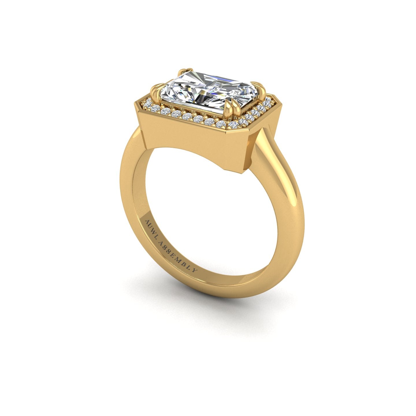Diamond East West Engagement Ring in Yellow Gold- AUWL Assembly