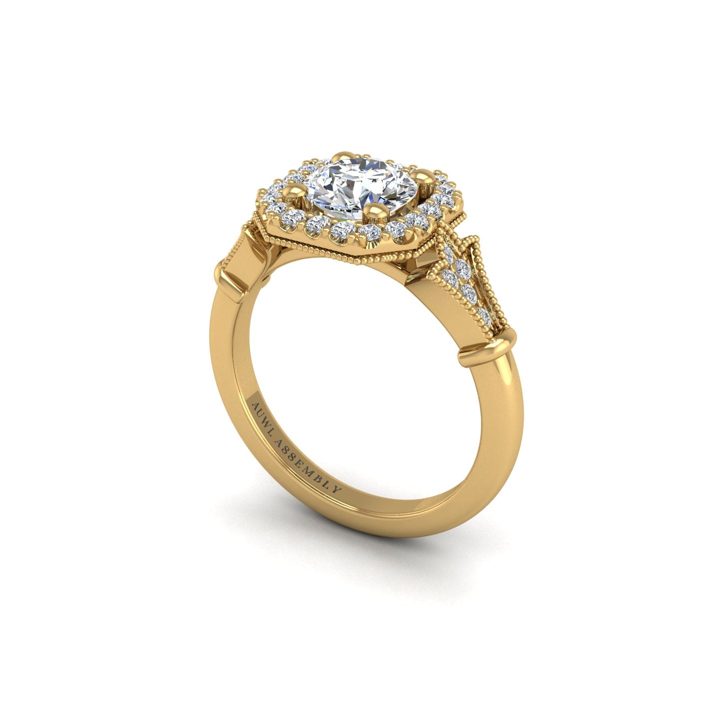 Diamond Octavia Crown Engagement Ring in Yellow Gold- AUWL Assembly