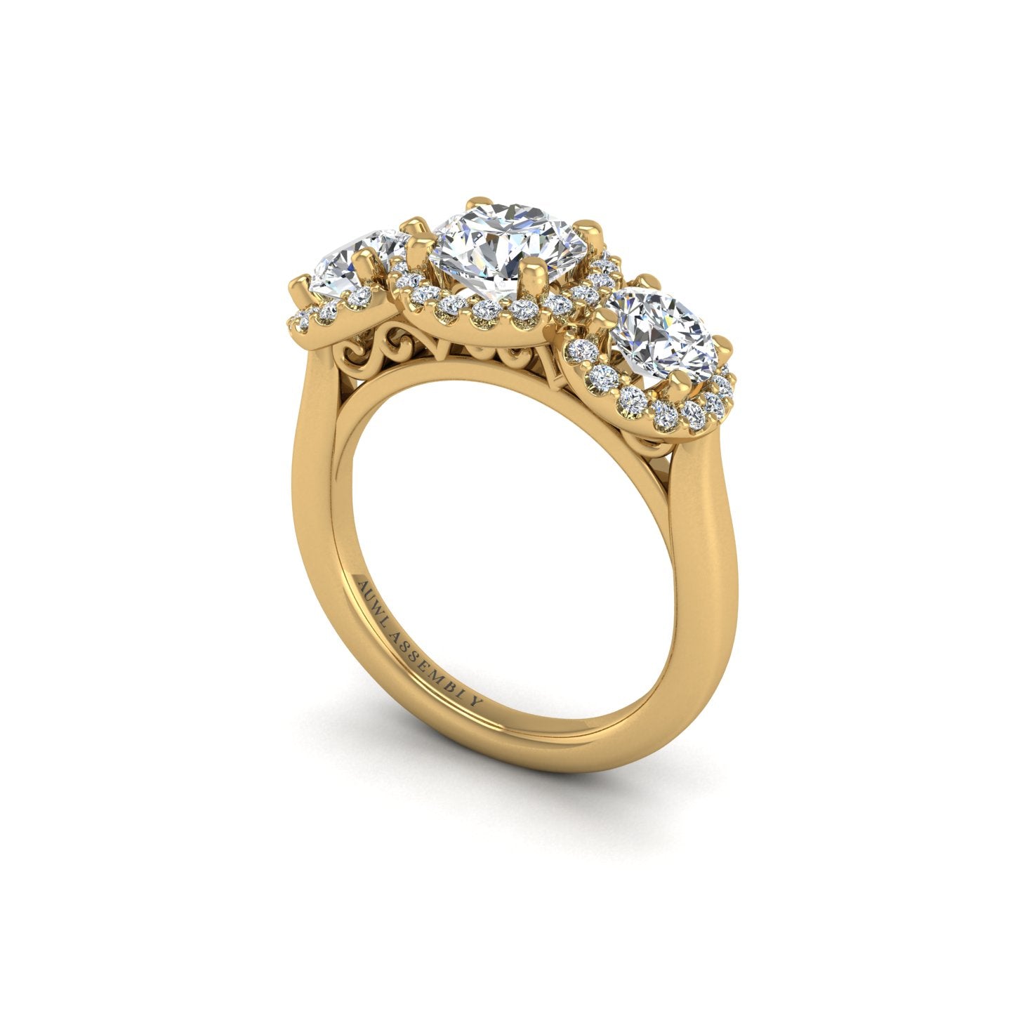 Diamond Crown of Love Engagement Ring in Yellow Gold- AUWL Assembly