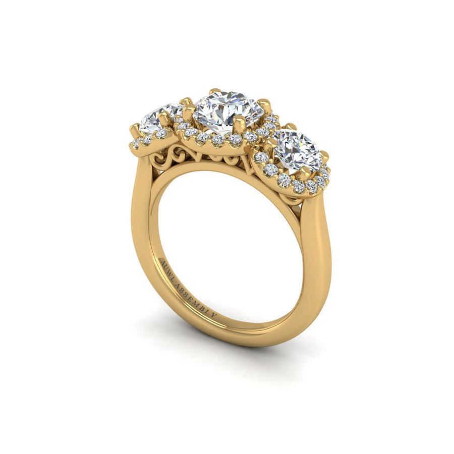 Diamond Crown of Love Engagement Ring in Yellow Gold- AUWL Assembly