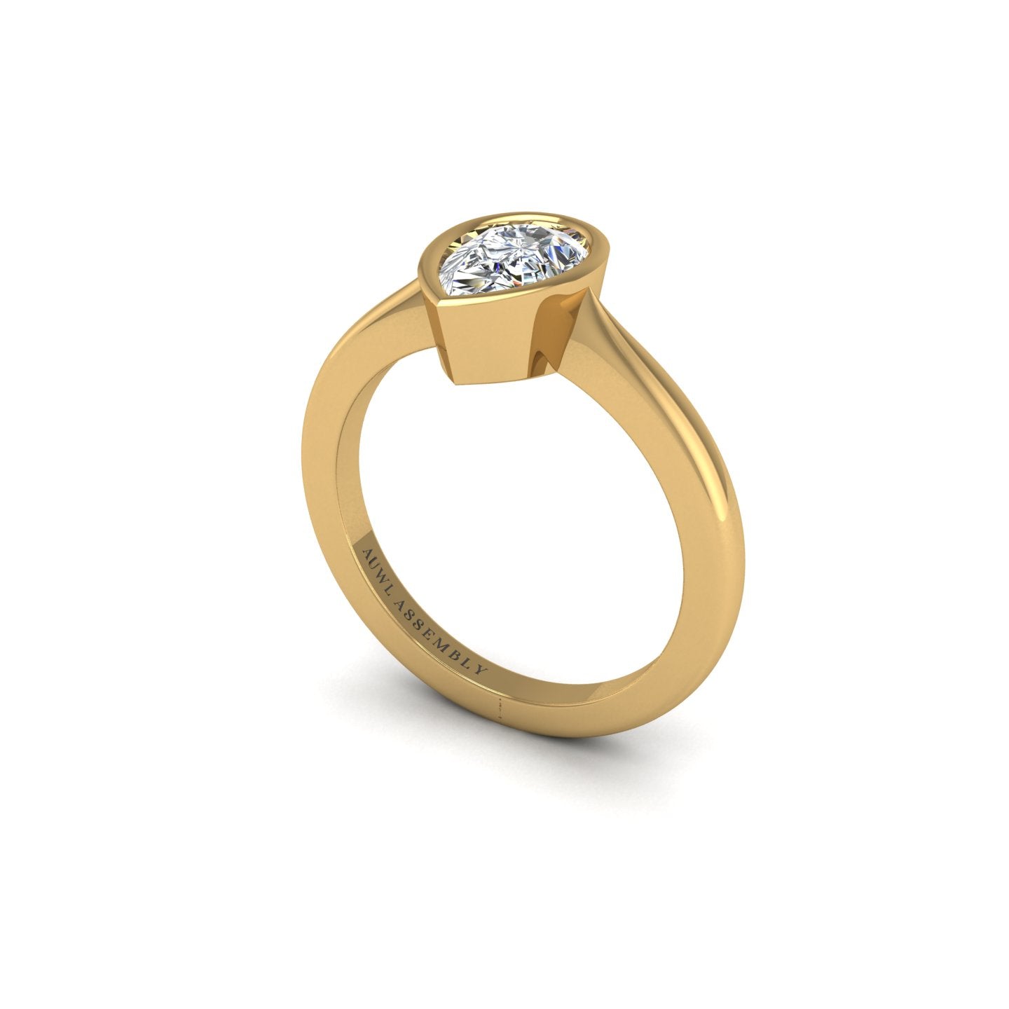 Diamond Drop Of Love Pear Shape Diamond Engagement Ring in Yellow Gold- AUWL Assembly