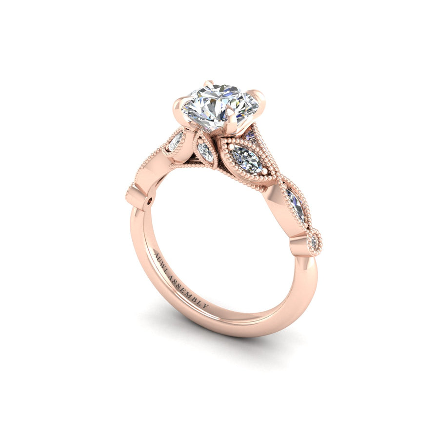 Diamond Floral Engagement Ring in Rose Gold- AUWL Assembly