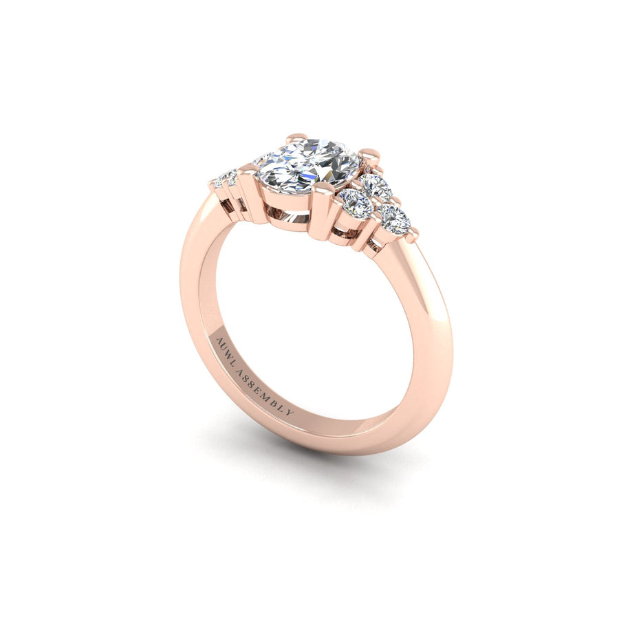 Diamond Galaxy Trefoil Engagement Ring in Rose Gold- AUWL Assembly