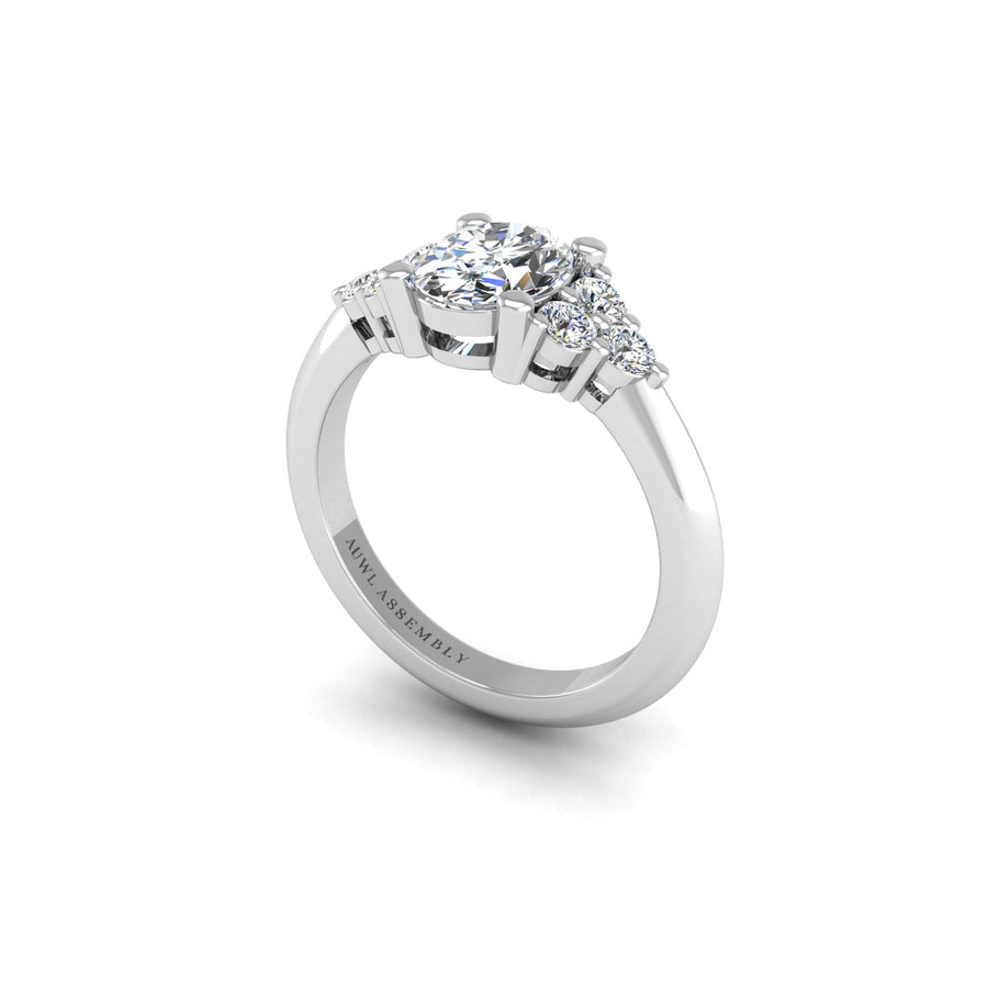 Diamond Galaxy Trefoil Engagement Ring in White Gold- AUWL Assembly