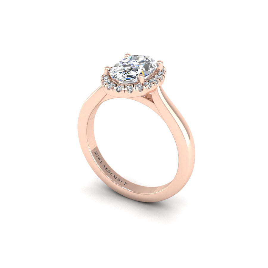 Diamond Halo Diamond Engagement Ring in Rose Gold- AUWL Assembly