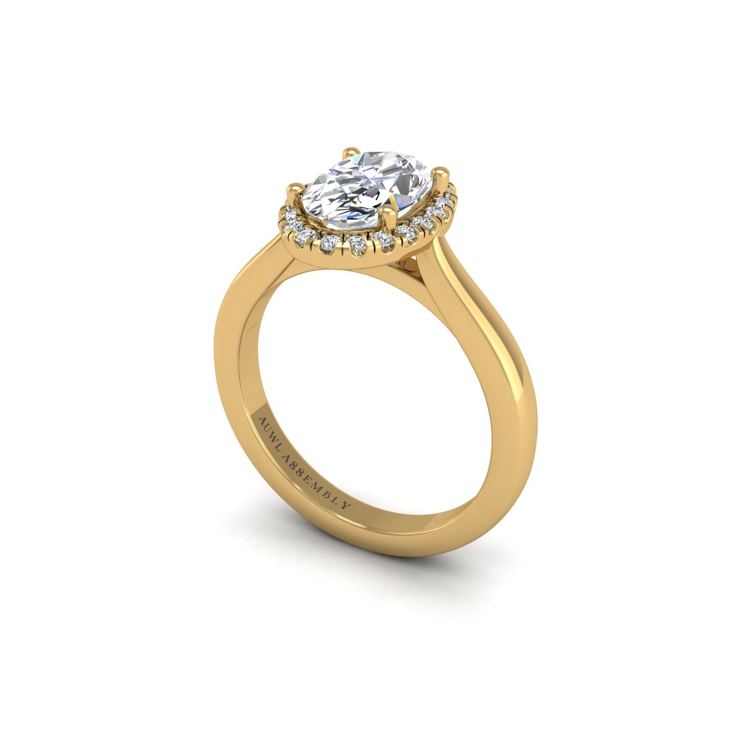 Diamond Halo Diamond Engagement Ring in Yellow Gold- AUWL Assembly