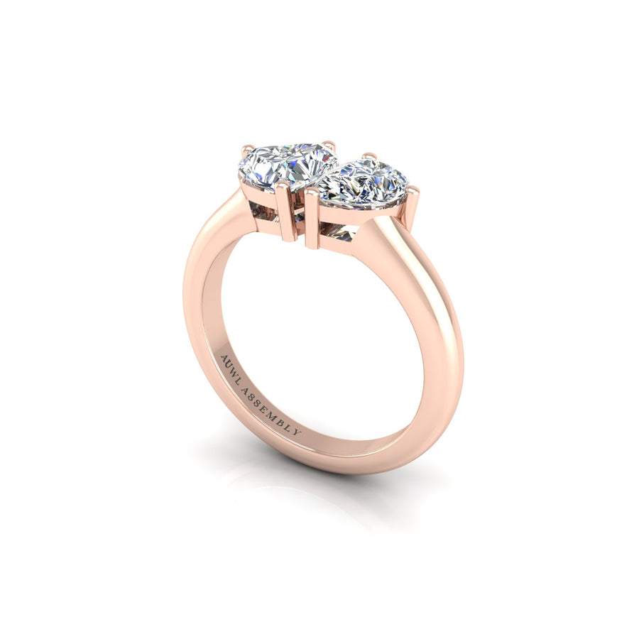Diamond Heart and Soul Diamond Engagement Ring in Rose Gold- AUWL Assembly