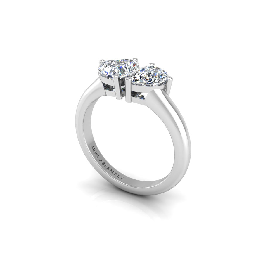 Diamond Heart and Soul Diamond Engagement Ring in White Gold- AUWL Assembly