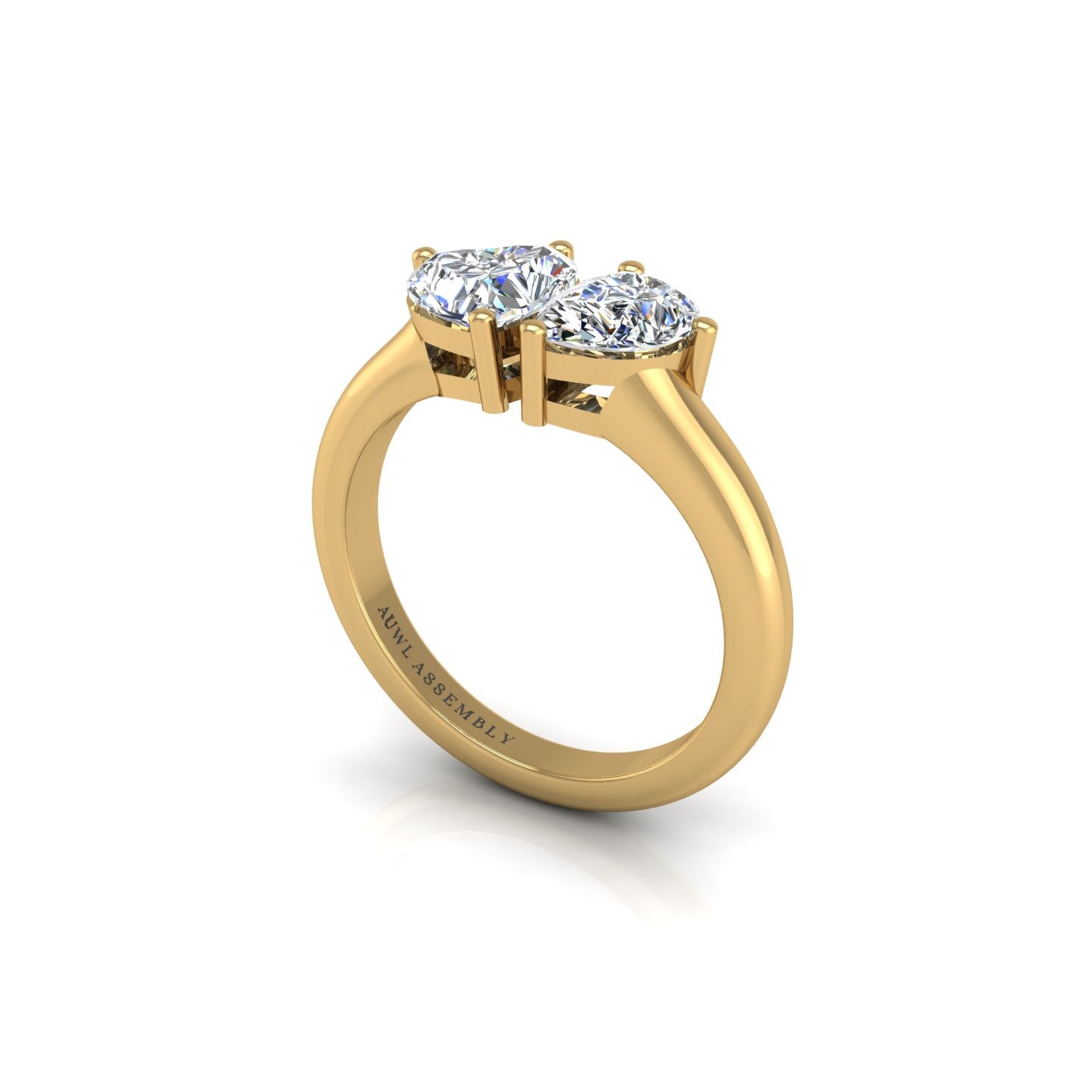 Diamond Heart and Soul Diamond Engagement Ring in Yellow Gold- AUWL Assembly