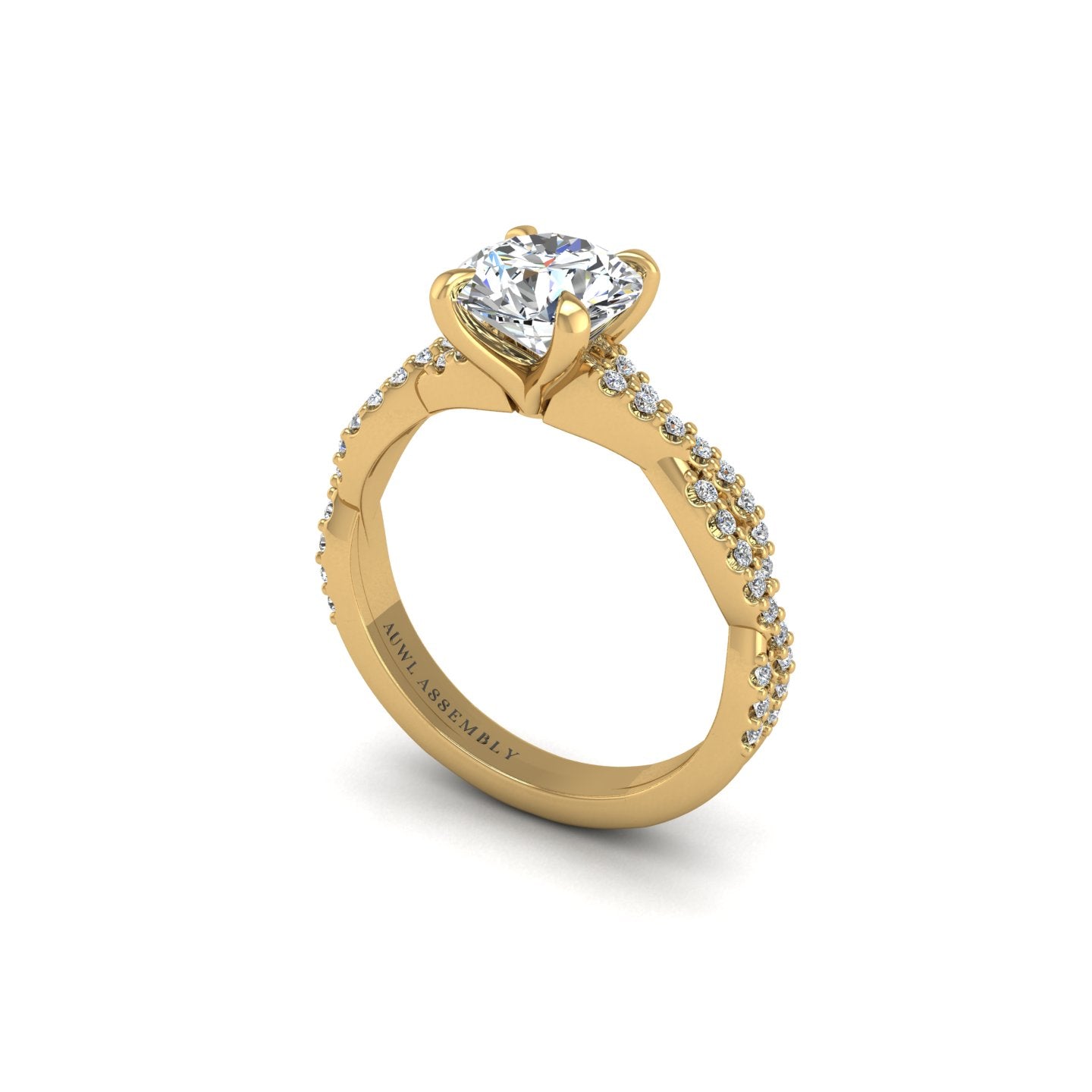 Diamond Love Helix Engagement Ring in Yellow Gold- AUWL Assembly