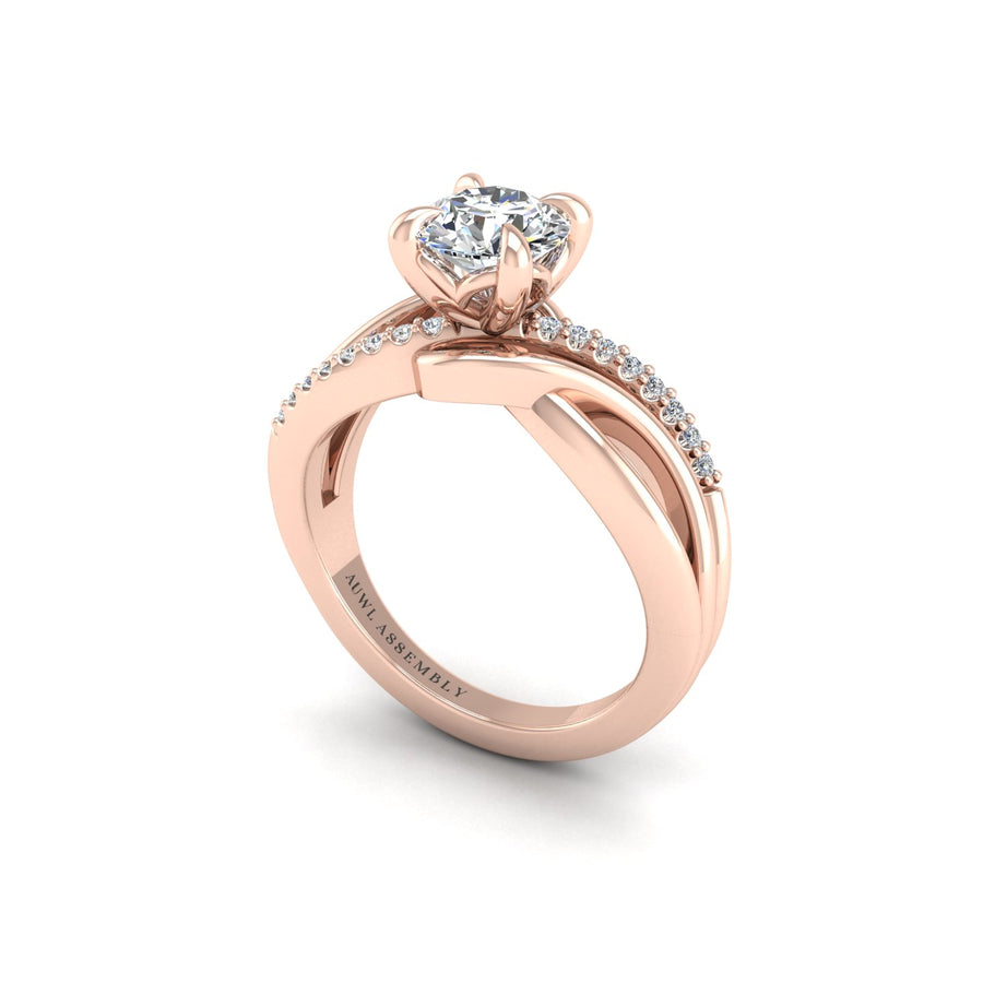 Diamond Love Knot Engagement Ring in Rose Gold- AUWL Assembly
