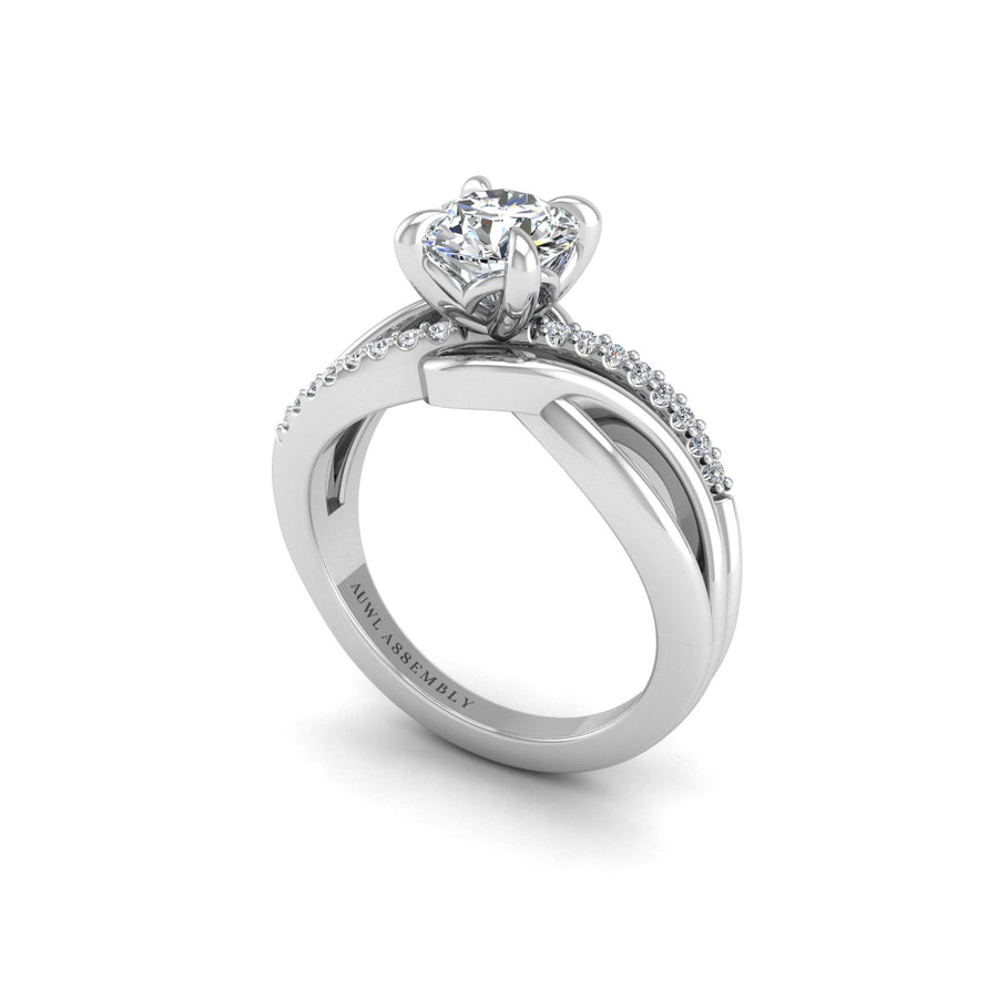 Diamond Love Knot Engagement Ring in White Gold- AUWL Assembly