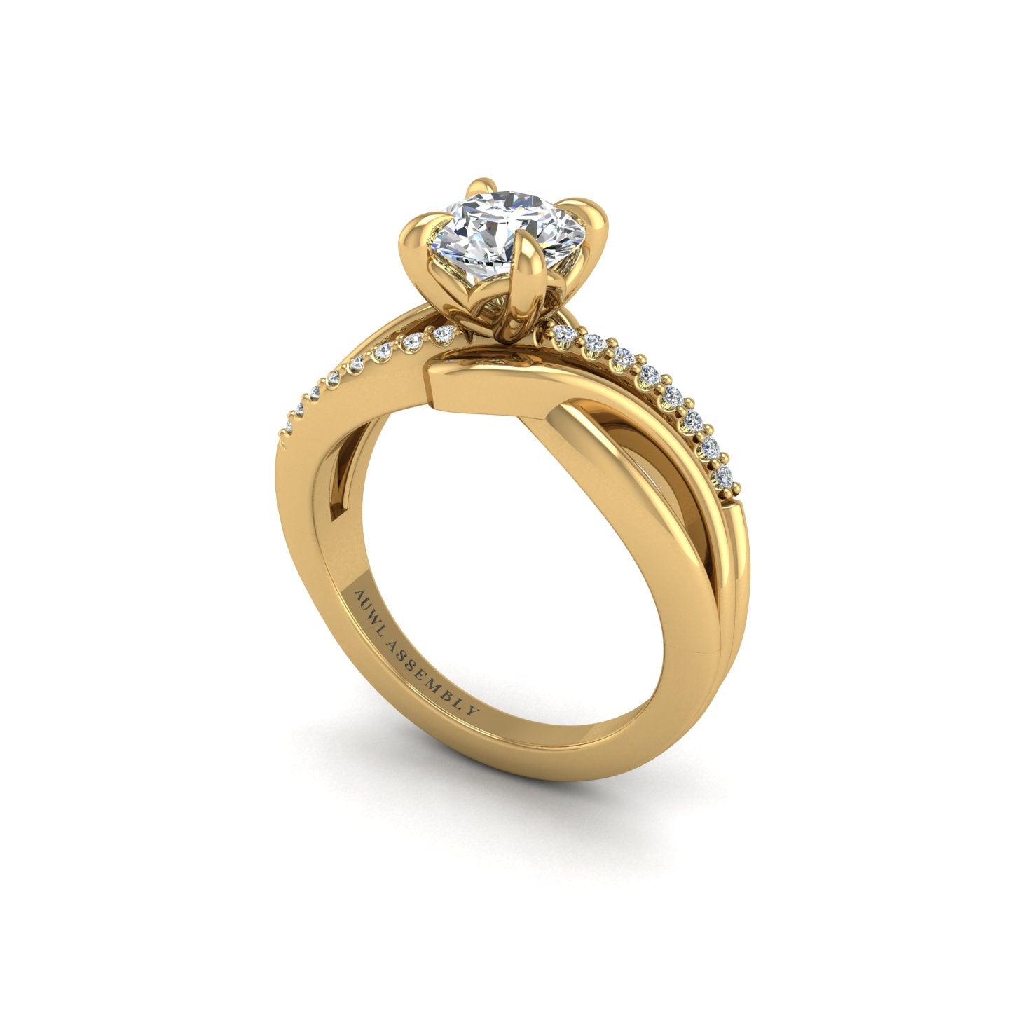 Diamond Love Knot Engagement Ring in Yellow Gold- AUWL Assembly