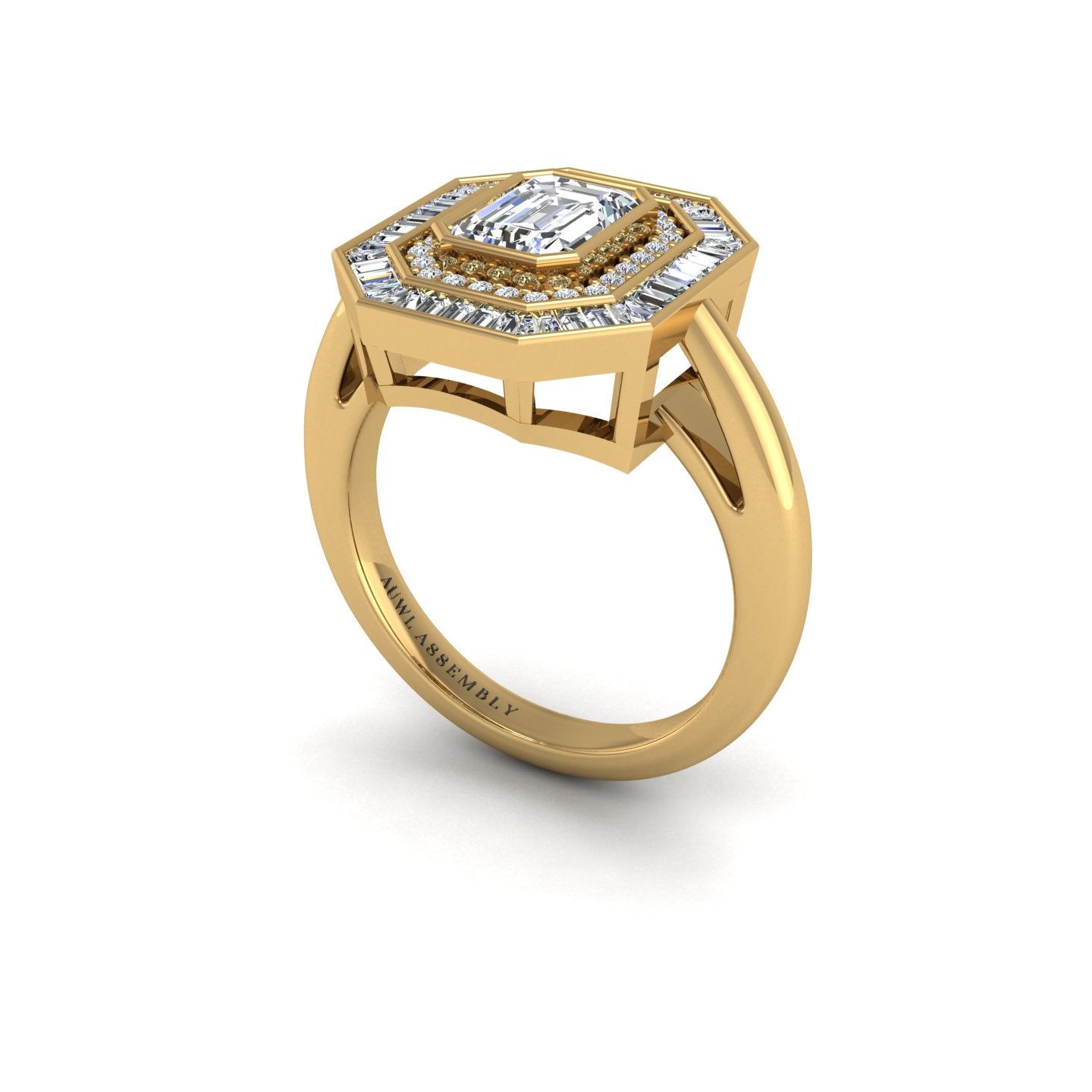 Diamond Maestro Choice Emerald Cut Diamond Ring in Yellow Gold- AUWL Assembly