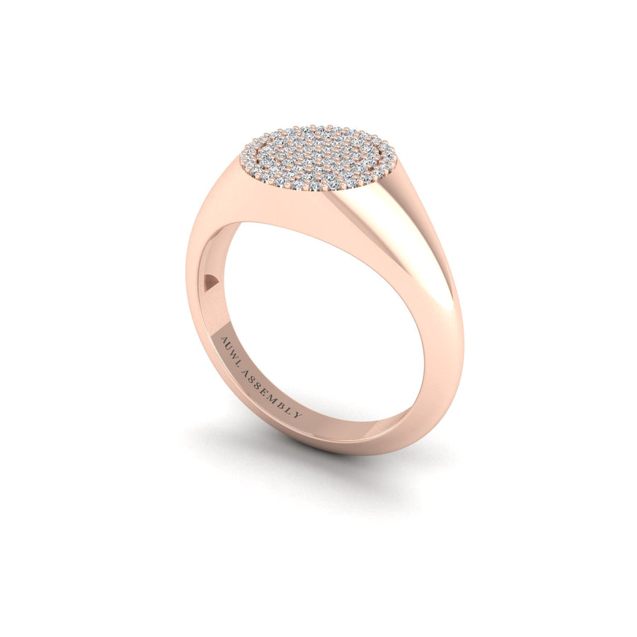 Diamond Regal Grace Signet Diamond Engagement Ring in Rose Gold- AUWL Assembly