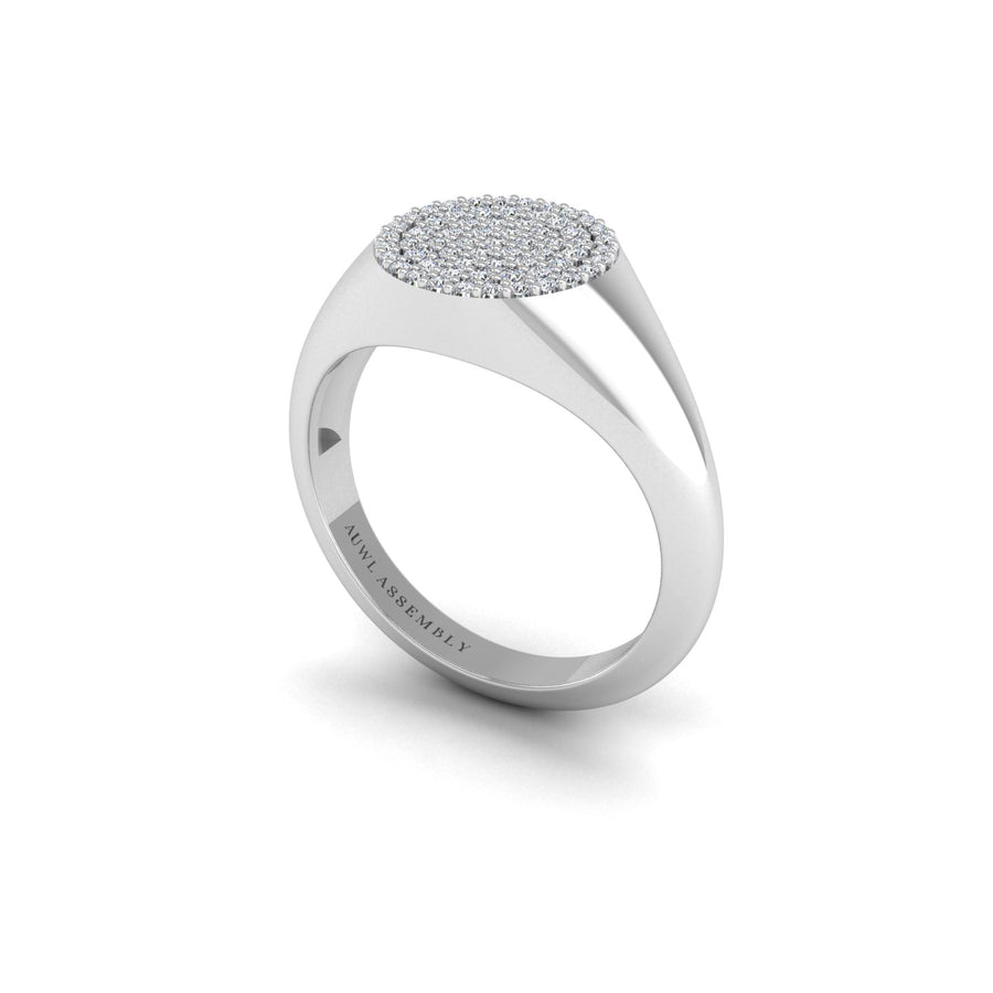 Diamond Regal Grace Signet Diamond Engagement Ring in White Gold- AUWL Assembly