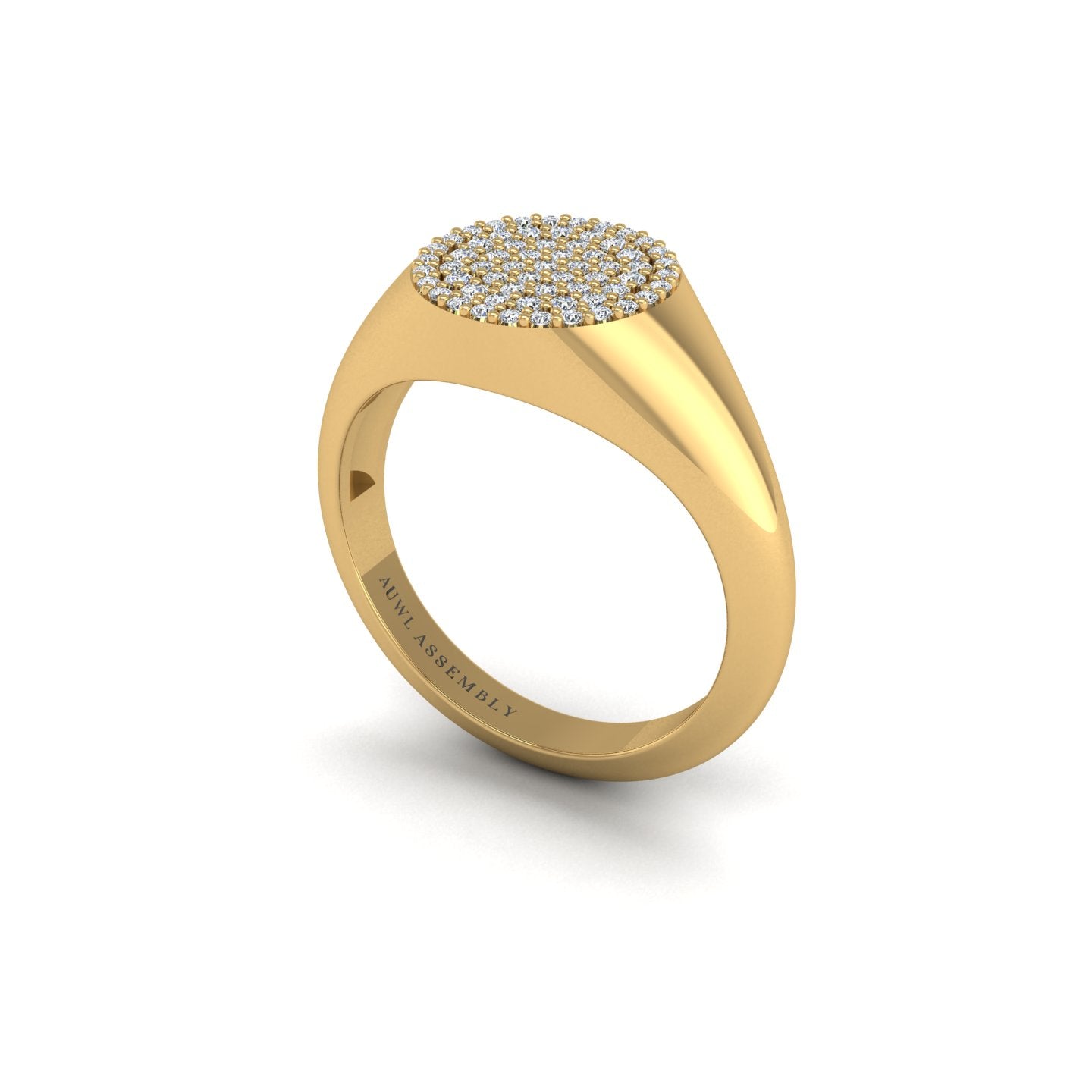 Diamond Regal Grace Signet Diamond Engagement Ring in Yellow Gold- AUWL Assembly