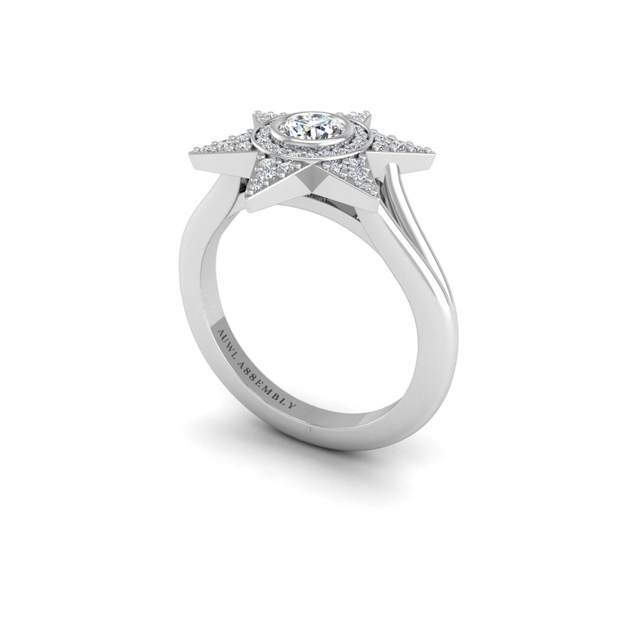 Diamond Starstruck Twinkling Star Diamond Engagement Ring in White Gold- AUWL Assembly