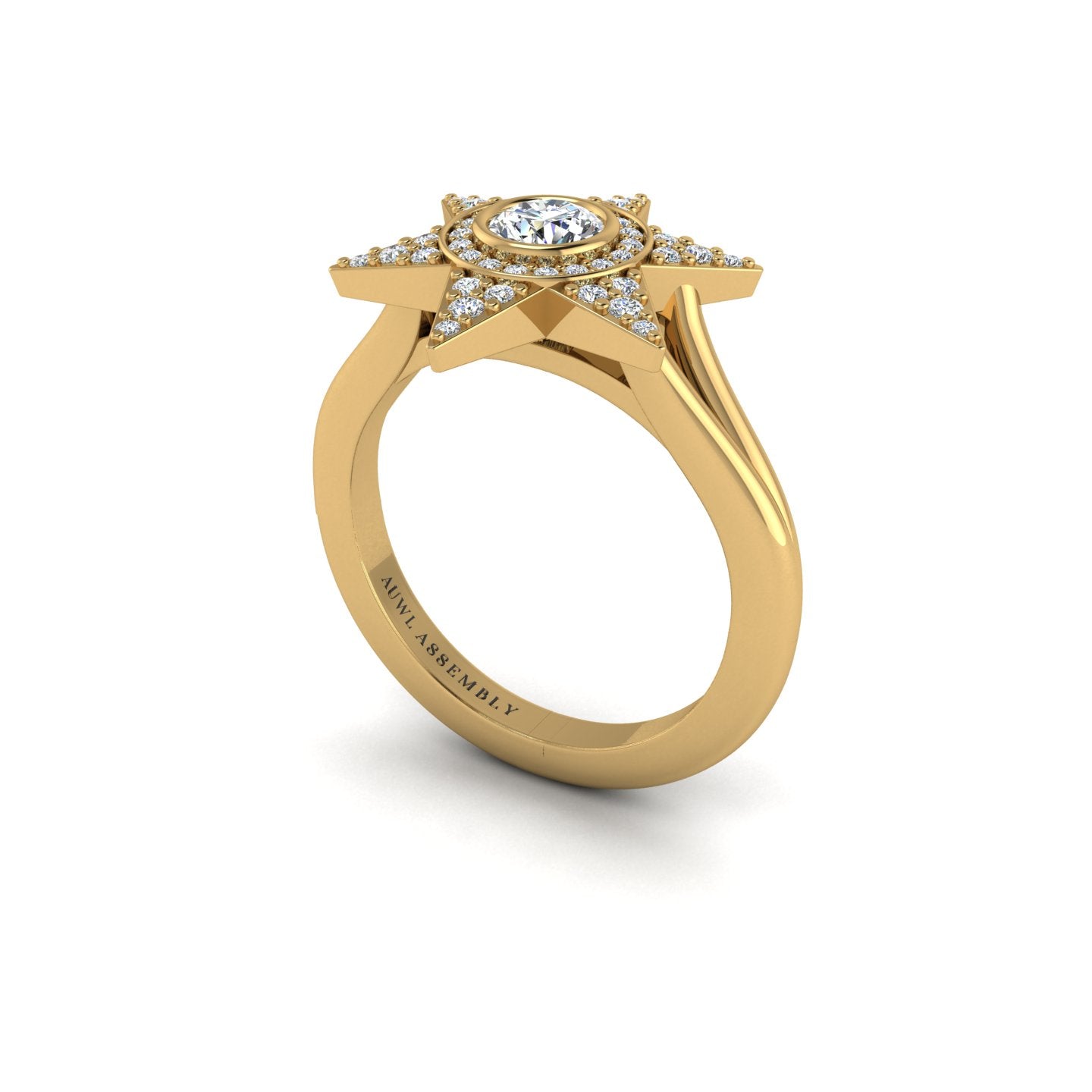 Diamond Starstruck Twinkling Star Diamond Engagement Ring in Yellow Gold- AUWL Assembly