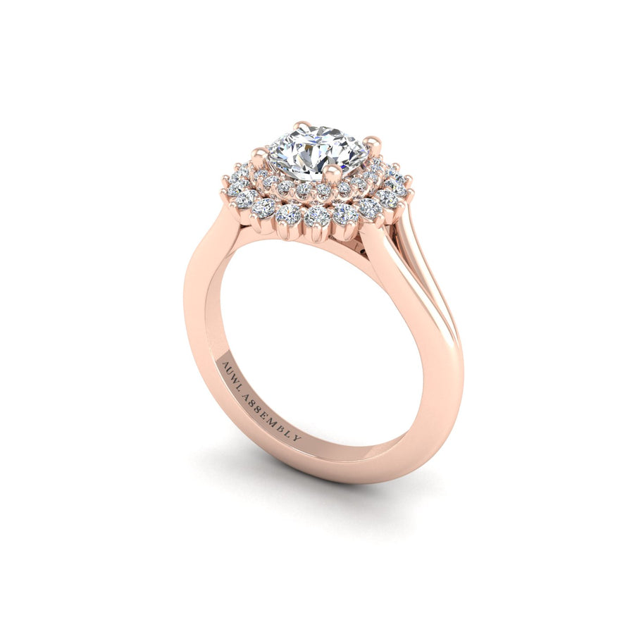Diamond Halo Engagement Ring in Rose Gold- AUWL Assembly
