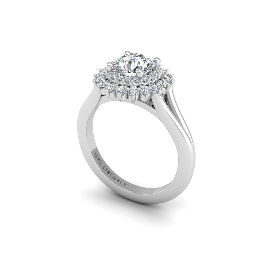 Diamond Halo Engagement Ring in White Gold- AUWL Assembly