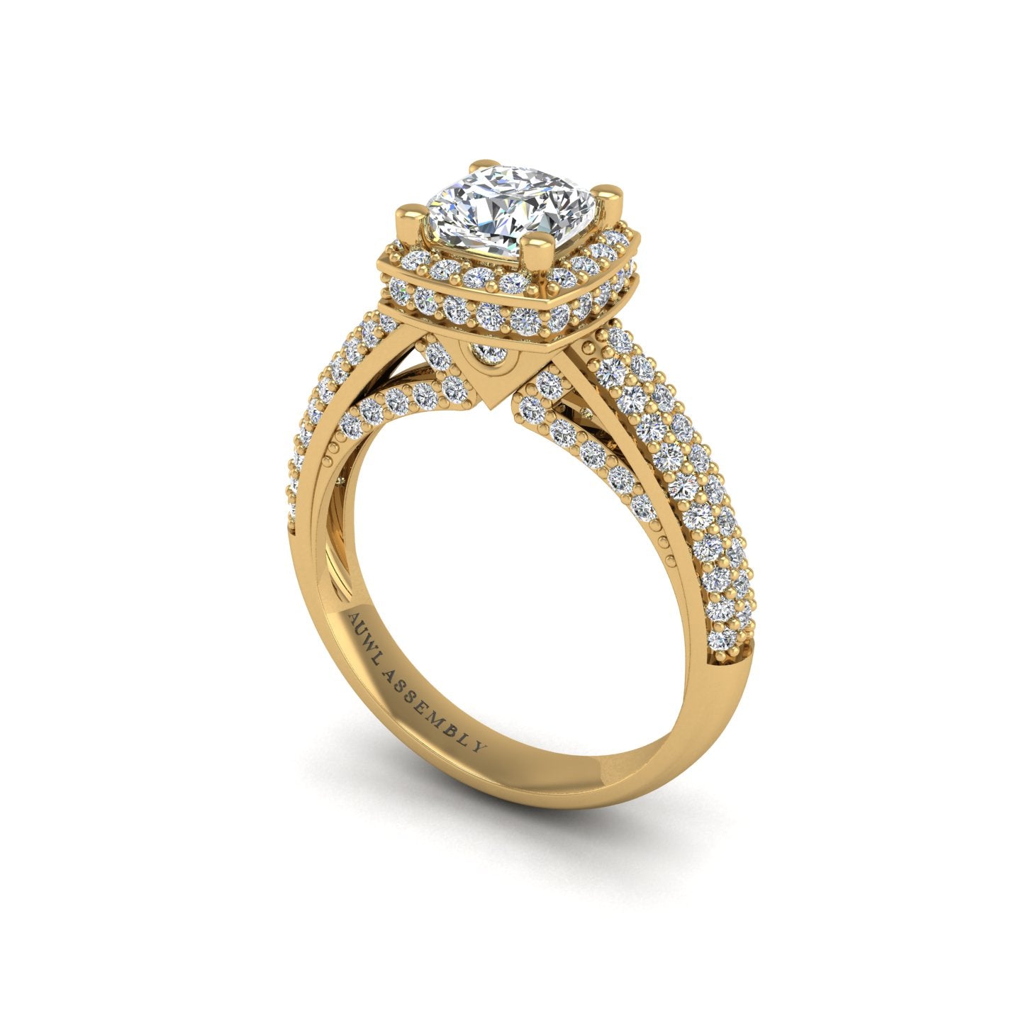 Diamond Timeless Love Vintage Engagement Ring in Yellow Gold- AUWL Assembly