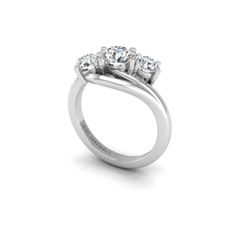 Diamond Three stone engagement ring in white gold – AUWL Assembly