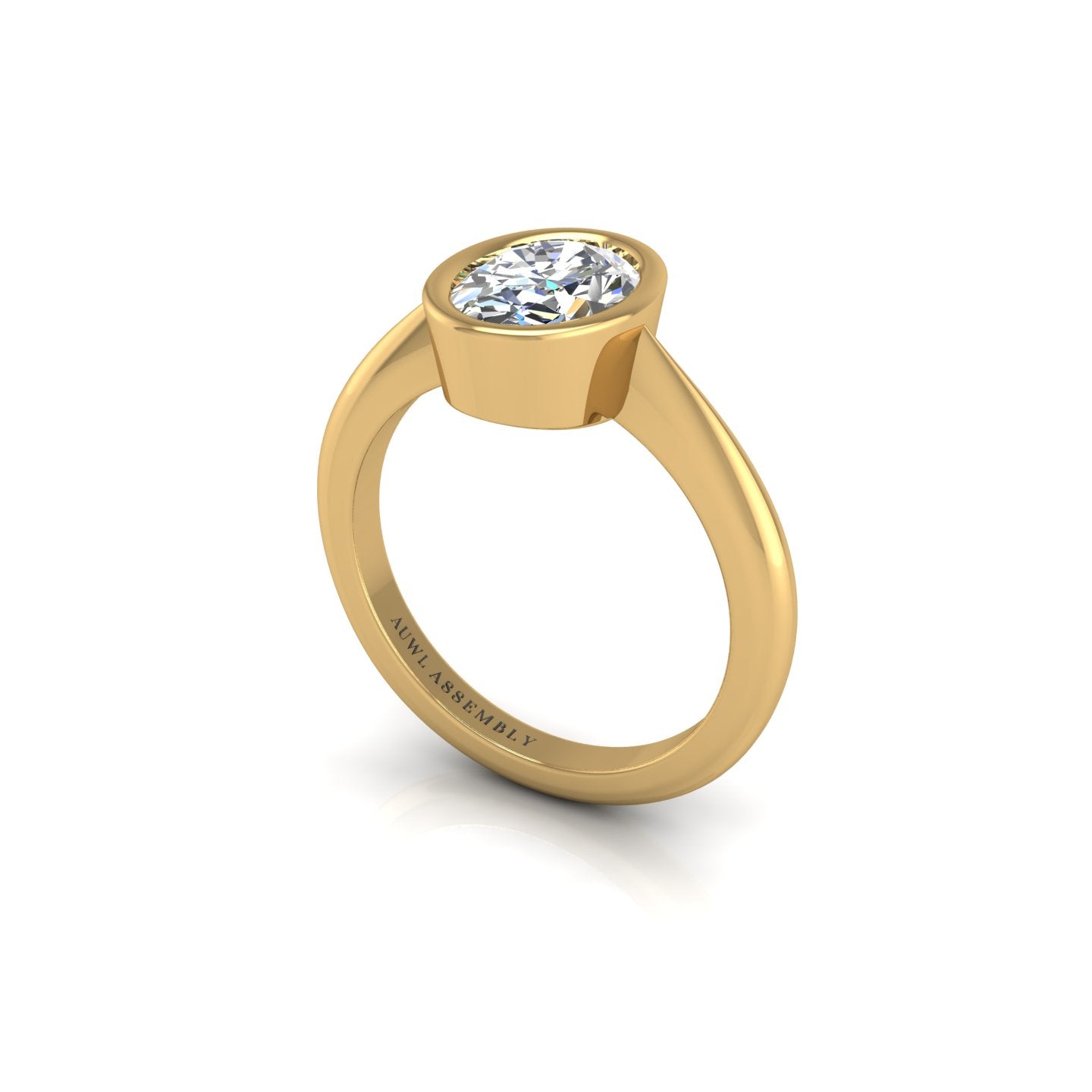 Gold diamond oval solitaire ring