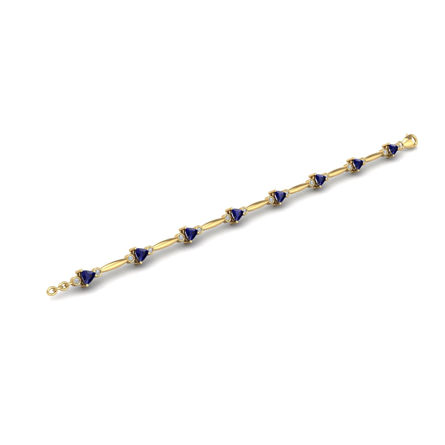 Gold blue sapphire stardust designer bracelet open view