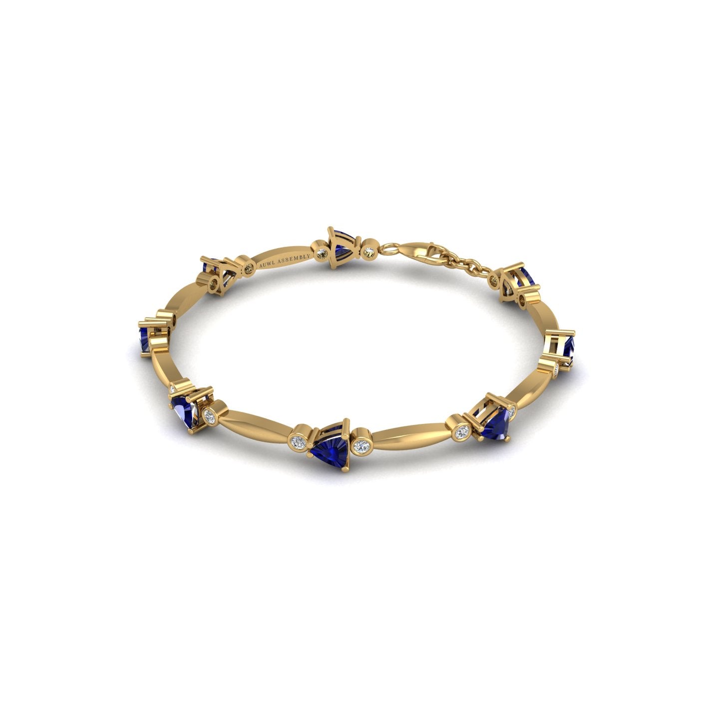 Gold blue sapphire stardust designer bracelet
