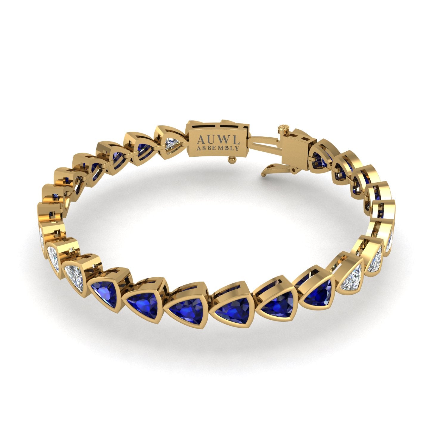 Gold blue sapphire stellar tennis bracelet
