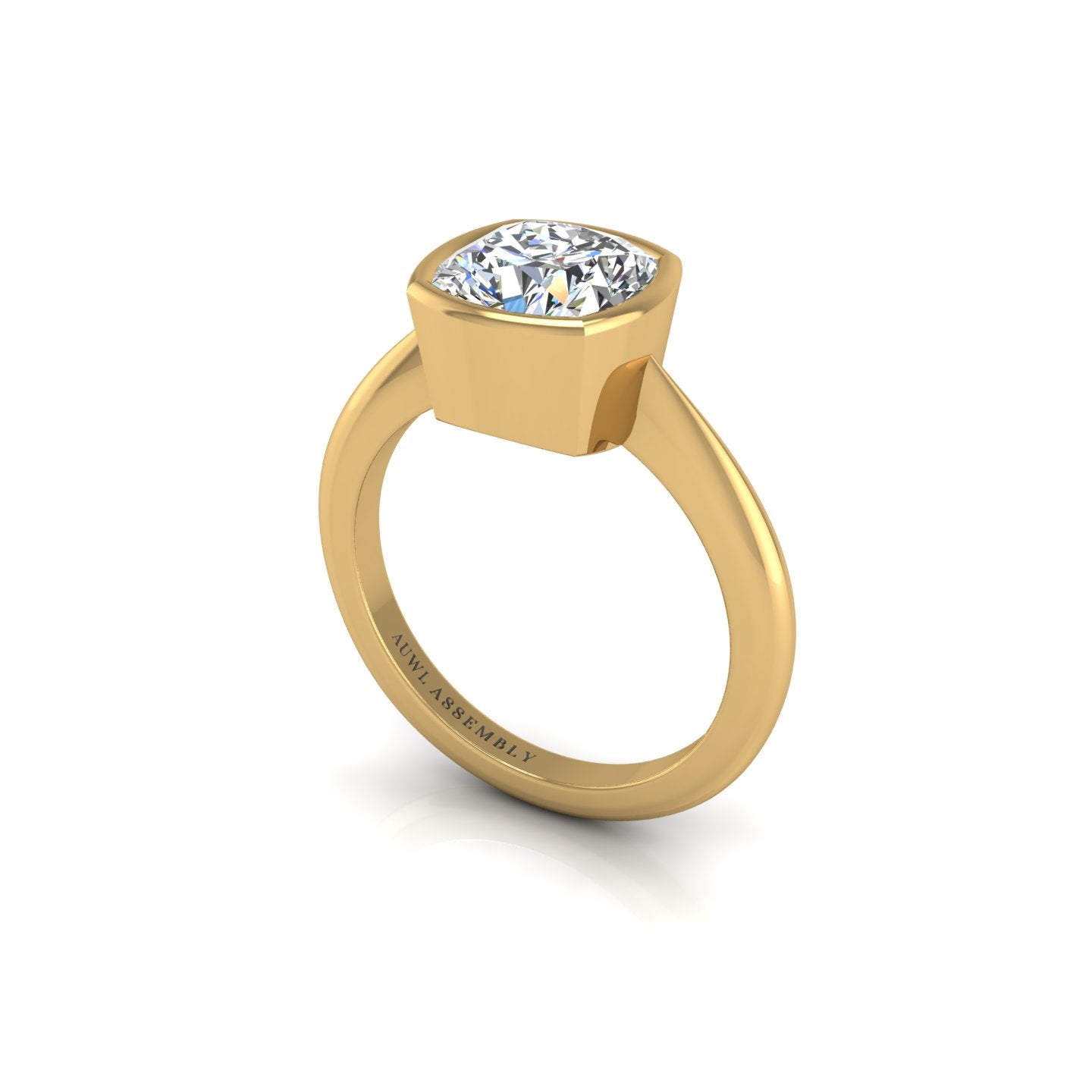 Gold diamond cushion solitaire ring