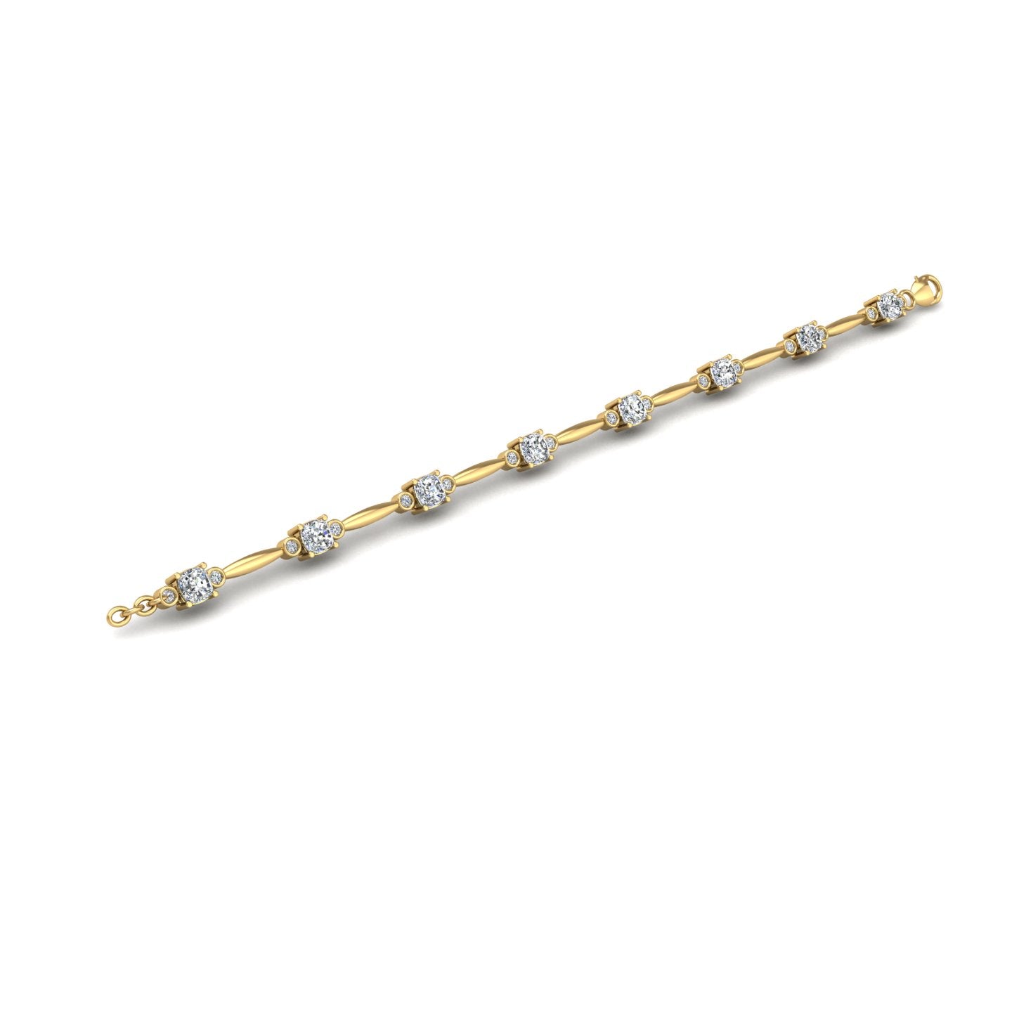 Gold diamond cushion stardust designer bracelet open view