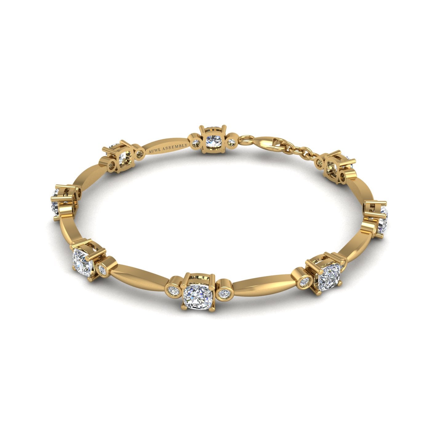 Gold diamond cushion stardust designer bracelet