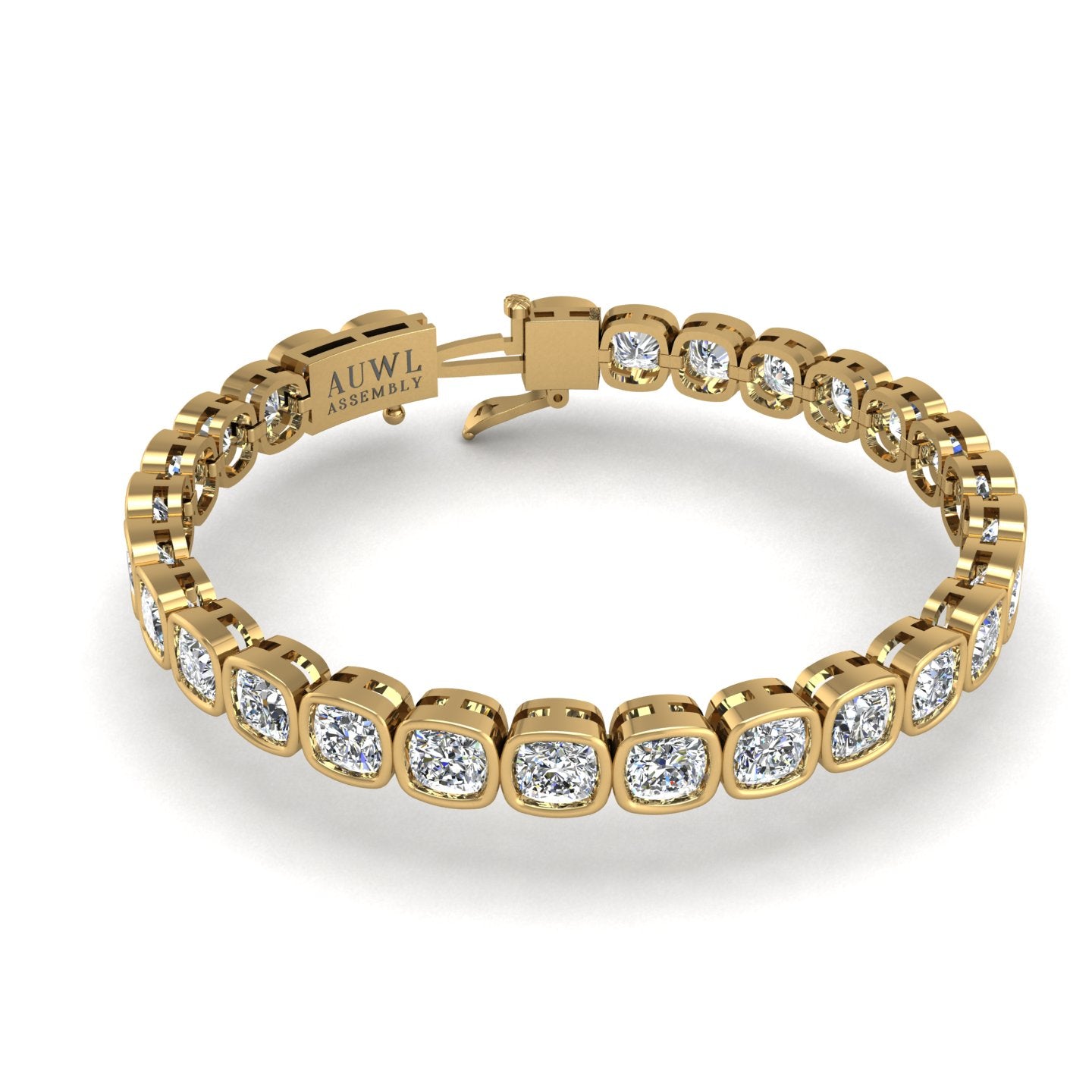 Gold diamond cushion stellar tennis bracelet