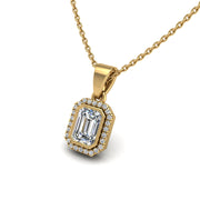 Gold diamond emerald divine halo pendant