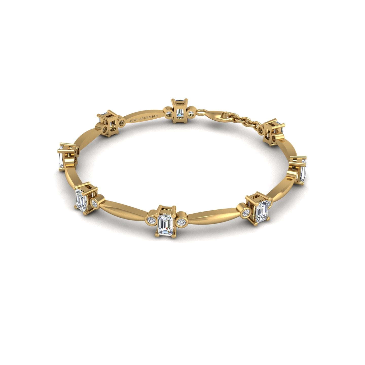 Gold diamond emerald stardust designer bracelet