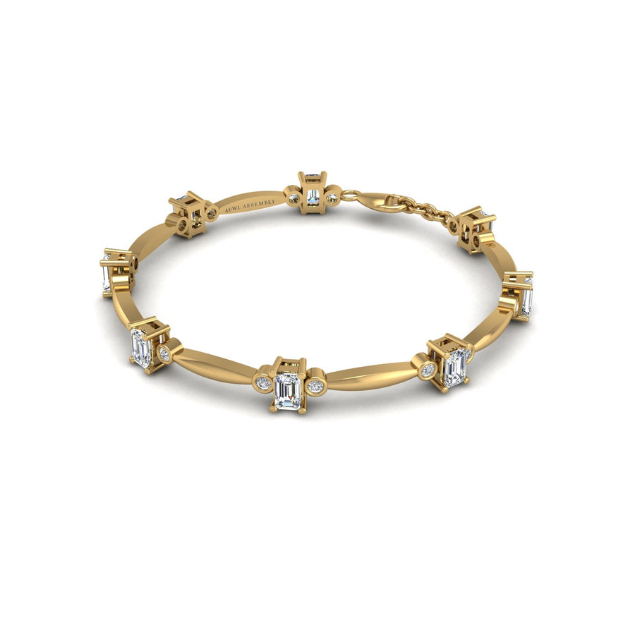 Gold diamond emerald stardust designer bracelet