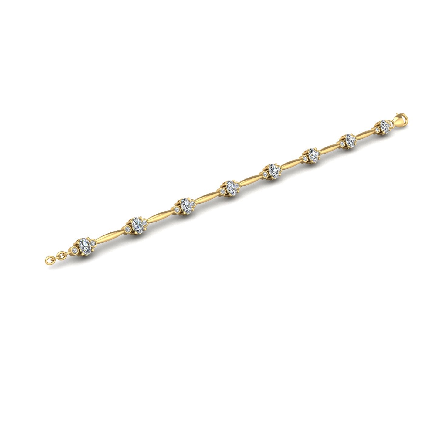Gold diamond oval stardust designer bracelet open view