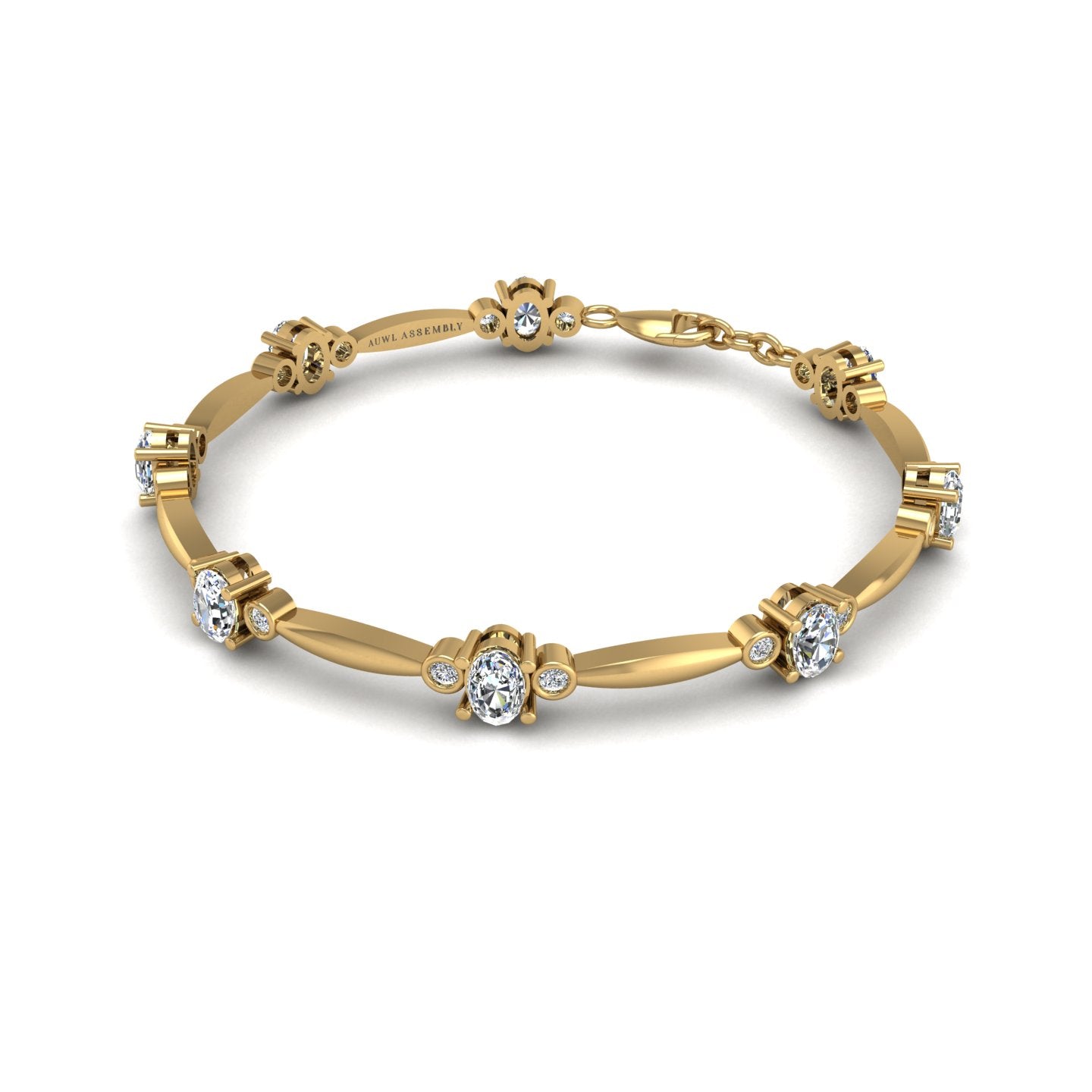 Gold diamond oval stardust designer bracelet