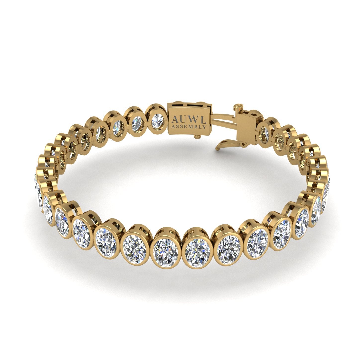 Gold diamond oval stellar tennis bracelet