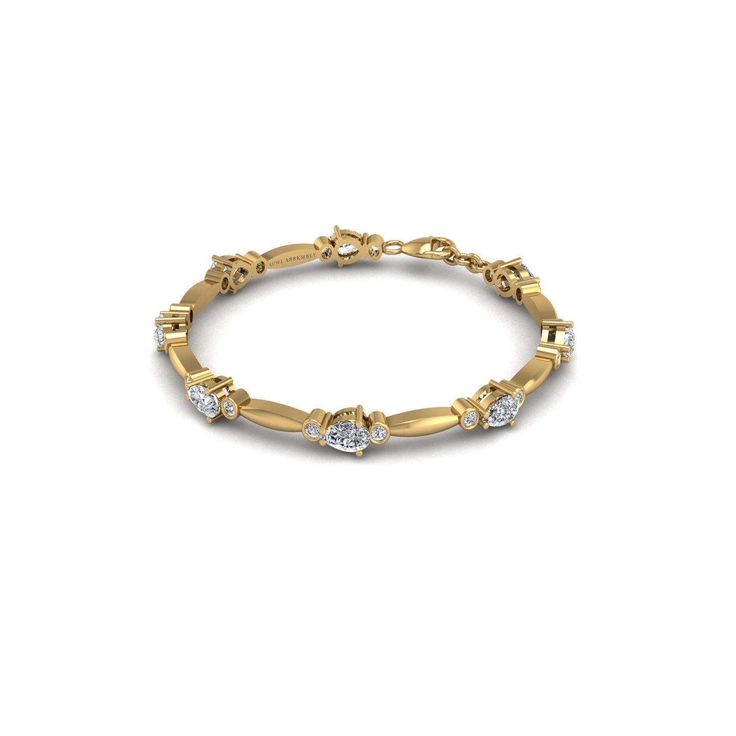 Gold diamond pear stardust designer bracelet