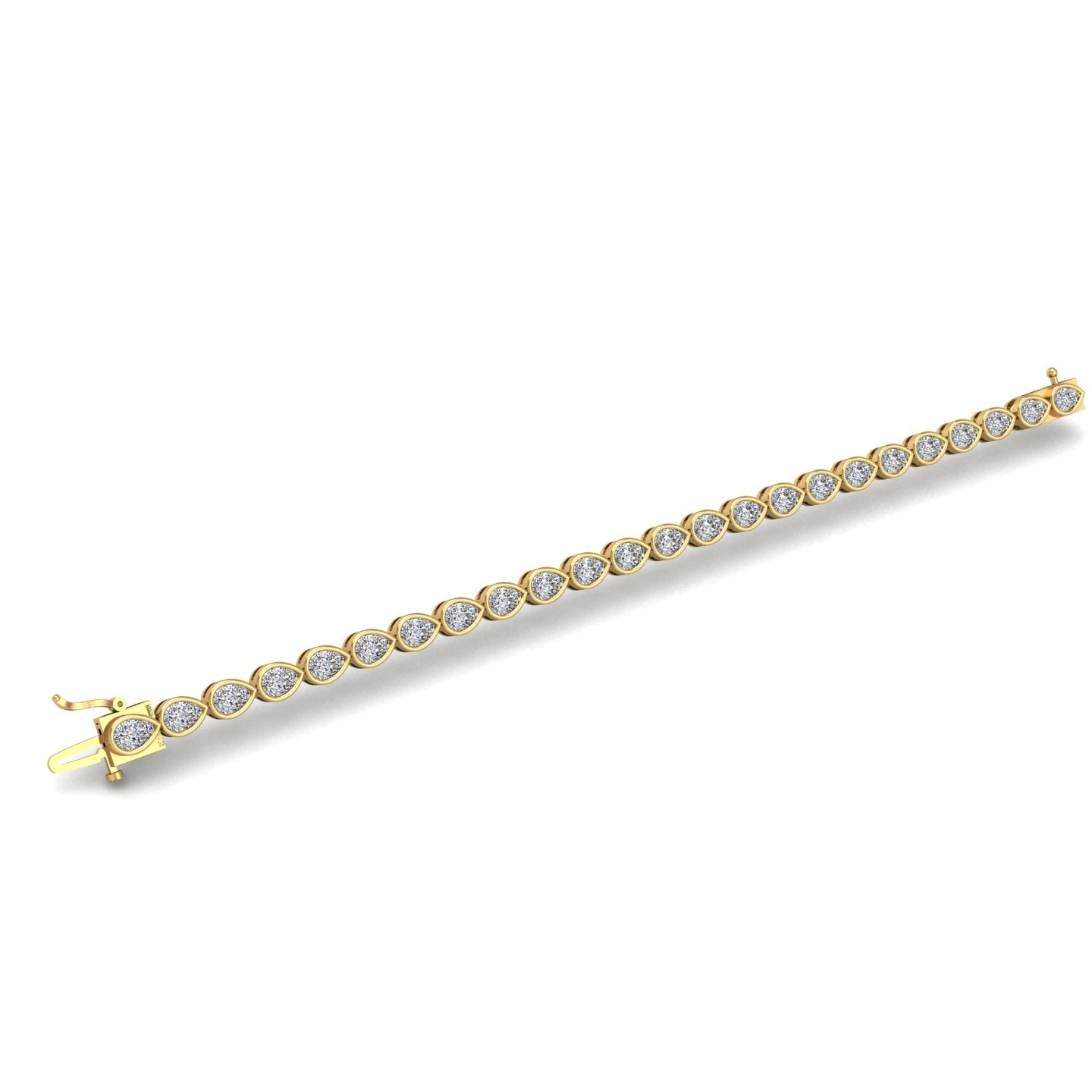 Gold diamond pear stellar tennis bracelet open view