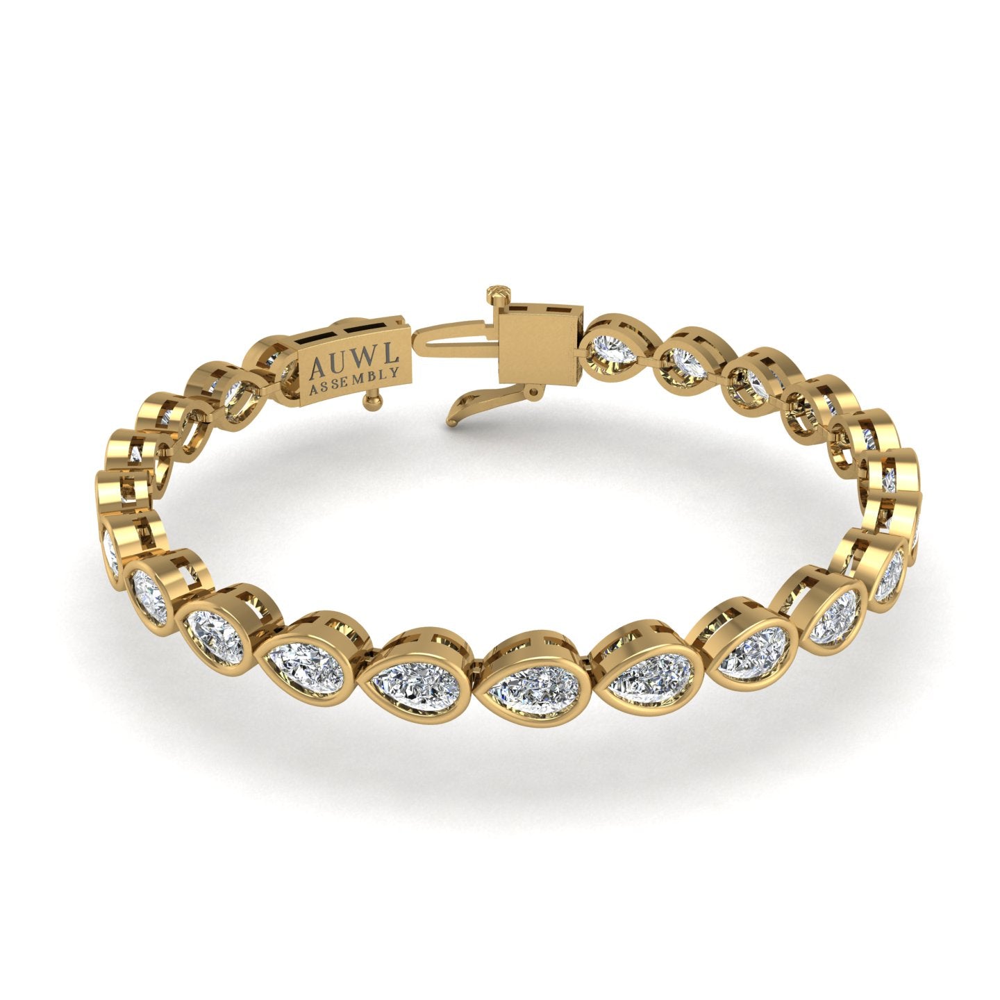 Gold diamond pear stellar tennis bracelet
